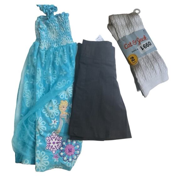 Disney Store Frozen Elsa Dress 7/8 Children Place Black Uniform Skort 6X/7-Socks - Picture 6 of 9